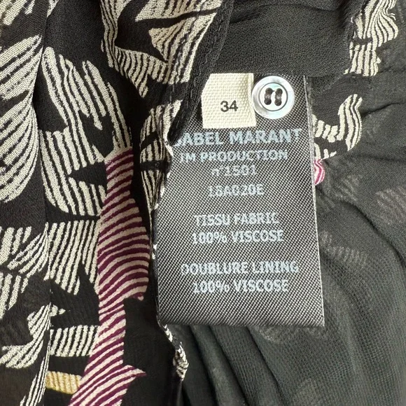 ISABEL MARANT ÉTOILE Java Printed Ruffled Mini Dress Black Floral Size 2 US - Picture 7 of 12